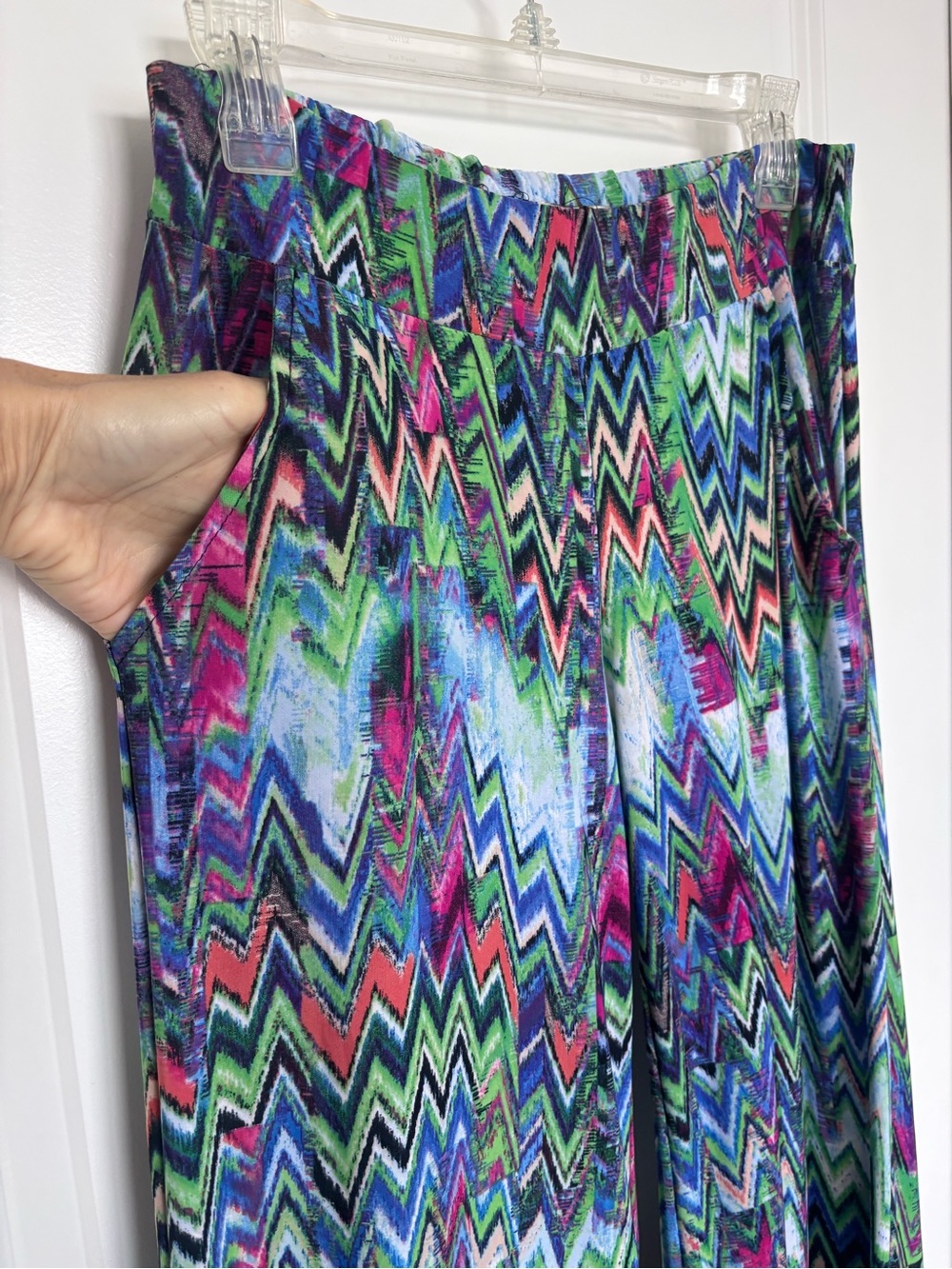 Veronica M Chevron Palazzo Pants Wide Leg Resort Vacation Boho Beach Cover Up - Picture 6 of 8